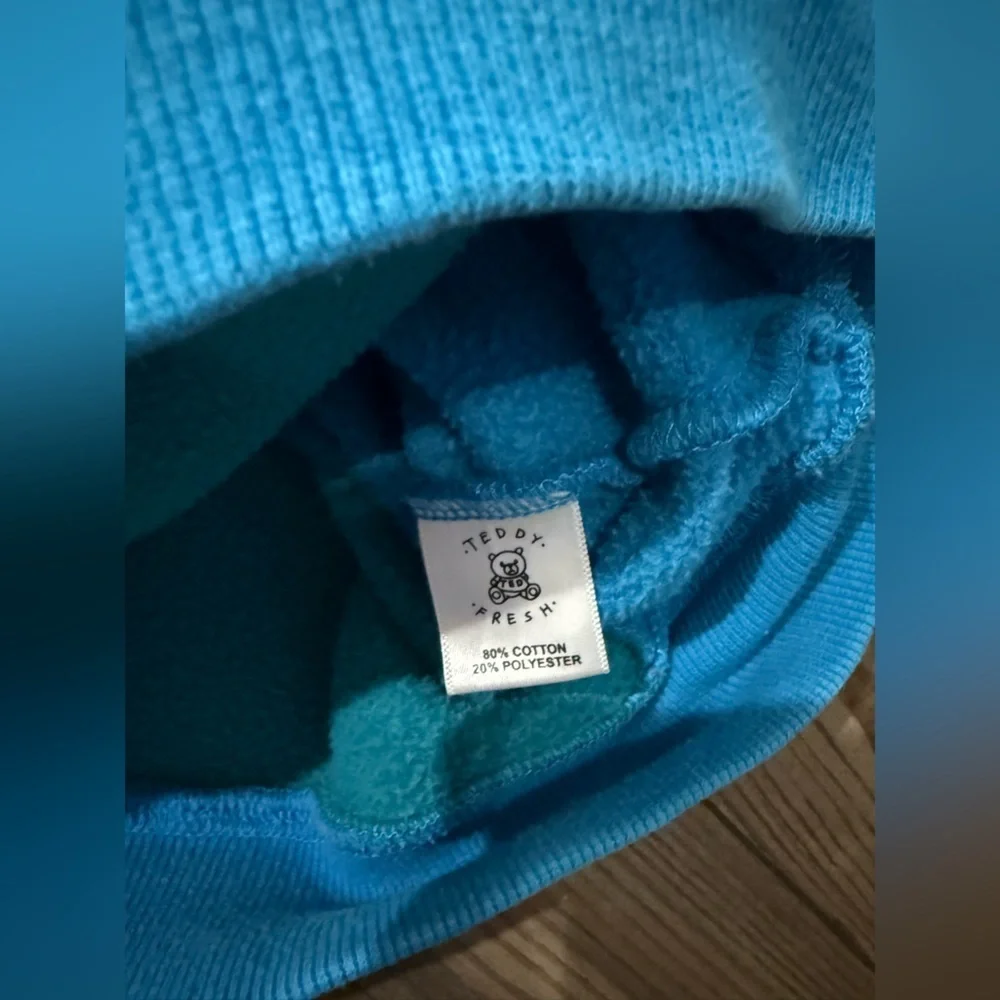 Teddy Fresh Colorblock Hoodie Pink Teal Blue Pullover Fleece Streetwear M